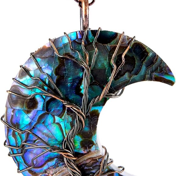 for Women Copper Wire Wrap Gemstones Crystals Natural Stones Necklace Life Tree - Picture 1 of 8